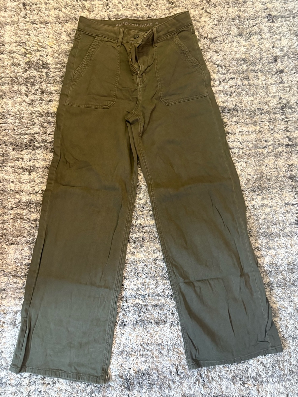 American Eagle Outfitters Olive Green Straight-Leg Utility Pants